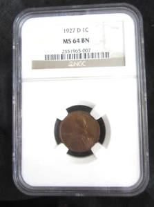 1927-D Lincoln Wheat Penny Cent - NGC MS64BN - SHOWS COLOR. SHOULD BE RB! - Picture 1 of 6