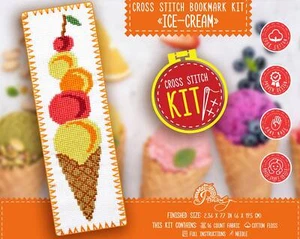 Bookmark cross stitch kit "Ice-cream" DIY embroidery kit with Counted pattern - Picture 1 of 6