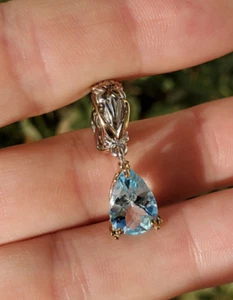 Michael Valitutti Gems enVogue Sky Blue Topaz Gold Sterling Silver Charm Pendant - Picture 1 of 11
