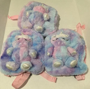 Lot Of 3 Fuzzy Unicorn Mini Backpack girls Tie Dye - Picture 1 of 4