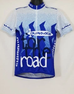 Shimano Dura-Ace blau kurzärmlig halber Reißverschluss Radfahren Trikot Größe Large - Bild 1 von 6