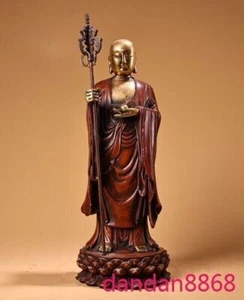 10" Tibet purple bronze tangseng Ksitigarbha jizo Monk Bodhisattva Buddha statue - Picture 1 of 9
