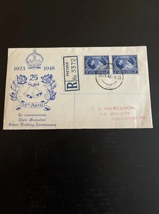 1948 South Africa First Day Cover FDC Silver Wedding Anniversary 26 April - Picture 1 of 5