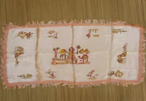 Vintage 40s-50s Handpainted Egyptian Pyramids Souvenir Table Runner Retro - Picture 1 of 5