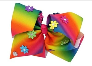 JoJo Siwa Large Rainbow Flower Hair Bow Dance Hair Bows Cheerleader Bow Pageant  - Picture 1 of 4
