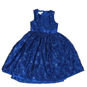Vestido Princesa Americana Niñas Talla 14 Azul Marino Lentejuelas Formales - Imagen 1 de 7