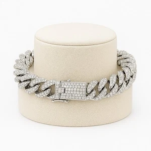 8.5 Inch Cuban Link Bracelet 18K White Gold Plated 14mm For Men And Women - Picture 1 of 4