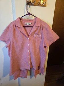 CO Sport Vibtage Red Searsucker Capri Set Sz XL - Picture 1 of 8