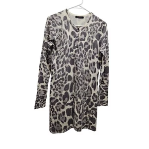 Cyrus Cashmere Silk Blend Long Animal Print Carsigan Sweater Woemn's Size M - Picture 1 of 6