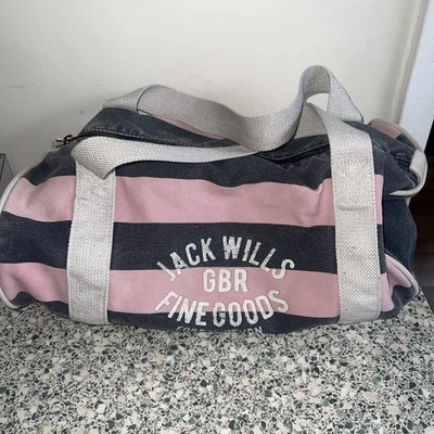 JACK WILLS pink/grey Striped Bag - Image 1 of 4