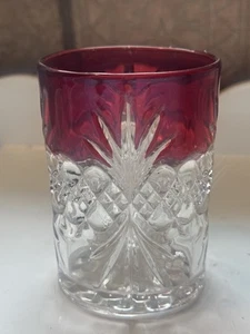 Antique Ruby Red Royal Crystal Early American Pattern Glass Tumbler - Picture 1 of 4