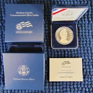 2009 Abraham Lincoln Proof -90% Silver Commemorative Dollar - OGP & COA - Picture 1 of 16