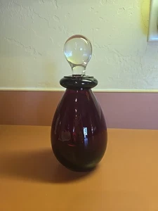 Vintage Rubinrot Glas Parfüm Flasche Dekanter mit Klarglas Stopfen 7" hoch - Bild 1 von 5