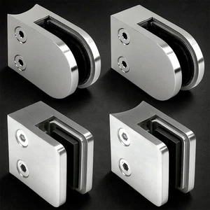 Glashalter Glasklemme EDELSTAHL V2A Klemmhalter Glasklemmhalter massiv geschl. - Bild 1 von 7