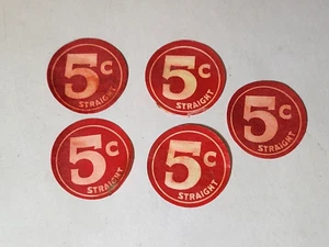 5 Lot Original NOS Unused 5-Cent CIGAR Box Price Tag Round Label - Picture 1 of 3