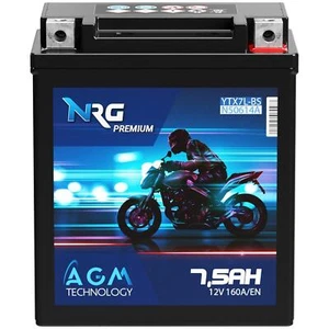 NRG AGM Motorradbatterie YTX7L-BS 12V 7,5Ah Batterie 50614 YTX7L-4 CTX7L-BS 7Ah - Bild 1 von 5
