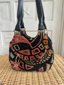 Borsa tappeto ciniglia vintage anni 60 arazzo modello astratto MOD borsetta - Foto 1 di 13