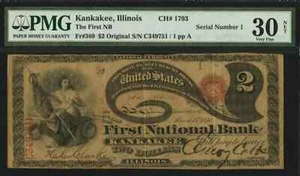 $2 Original Series= LAZY DEUCE=SERIAL NUMBER #1=KANKAKEE, IL=Ch. 1793=PMG VF 30 - Picture 1 of 2
