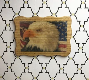 Patriotischer amerikanischer Weißkopfseeadler & Flagge Wandplakette - Bild 1 von 3
