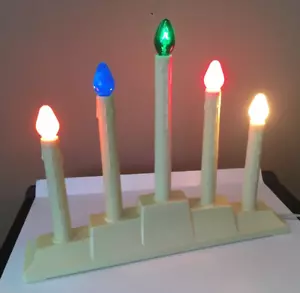 **Vintage MCM GEM 5-CANDLE WINDOW ELECTRIC CHRISTMAS CANDELABRA w/ C7 BULBS 1985 - Picture 1 of 10
