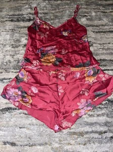 Vintage Rare 1999 Victorias Secret Pink Floral Silk Cami & Tap Pants Set XS - Bild 1 von 4