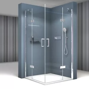 Duschkabine Duschabtrennung Dusche Eckeinstieg Duschtur NANO ESG Glas 195cm - Bild 1 von 8