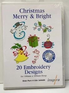 Máquina Inspira 20 diseños de bordado en CD multiformato Navidad Feliz y brillante - Imagen 1 de 5