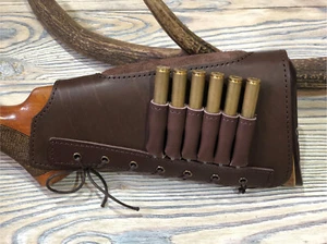 Leder Gewehr Munition Patrone Hinterschaft Halter Abdeckung gepolstert Linkshänder - Bild 1 von 4