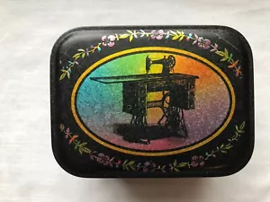 Style Singer Sewing Machine Black Tin Can Storage Box Bristol Ware Button Holder - Picture 1 of 9