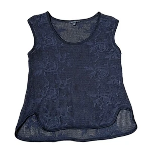 Banana Republic Damen bestickt Blumen Mesh Shirt Schwimmen Coverup Medium schwarz - Bild 1 von 6