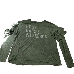 Xhilaration Sleepwear Loungewear Pullover Sweater Long Sleeve Shirt "Dogs Naps & - Picture 1 of 9