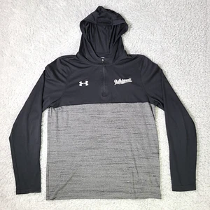 Under Armour 1/4 Zip Hoodie Mens Small "Midwest" Black Gray Colorblock Heat Gear - Picture 1 of 9
