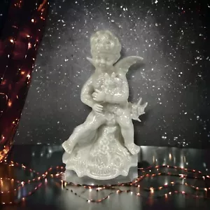 Vintage Dresden Bisque Cherub-Angel with Grape Ceramic Figurine Original Germany - Picture 1 of 10