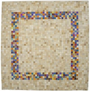 Modern Cowhide Handcrafted Square Rug Patchwork Oriental Multicolor 6X6 ft - Picture 1 of 11