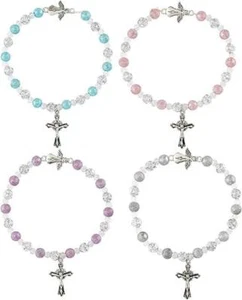 Angel Bead Assorted Color Adjustable Beaded Religious Stretch Bracelets 4 Pack - Picture 1 of 6