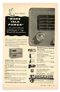 Anuncio impreso de revista CQ Ham Radio "More Talk Power" con MORROW MB-560 (7/56) - Imagen 1 de 1