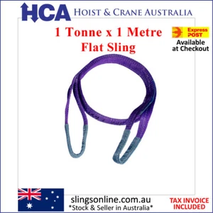 1 Tonne x 1 Metre Flat Webbing Sling, Aust.Standard with Test cert. 1T x 1M - Picture 1 of 4