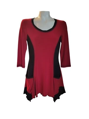 Joseph Ribkoff красный и черный ассиметричный туника верх с 3/4 рукава и карманы S - Изображение 1 из 4