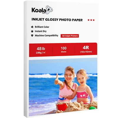 Koala Premium Glossy Photo Paper 4x6 100 Sheets 48lb 180g Inkjet Canon HP Epson - Image 1 of 4