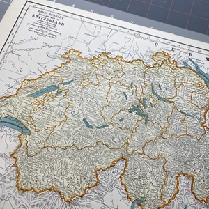 1940's Switzerland atlas Map Vintage before end of WW2 Alps Germany Italy Border - Picture 1 of 18