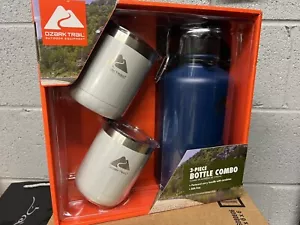 Ozark Trail 3 Piece Stainless Steel Vacuum Bottle Tumbler Combo, Navy/ Silver - Picture 1 of 5