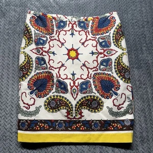 Tommy Hilfiger Paisley Medallion Print Skirt 10 Cotton Lined Colorful Boho Prep - Picture 1 of 10