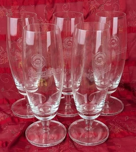 5 Pilsner Urquell geprägt & geätzt kurzstielig Fuß klar Bierglas 0,4 L - Bild 1 von 7