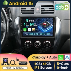 DAB+ 4+64GB Android 15 Apple Carplay Autoradio GPS Navi Für SUZUKI SX4 2006-2013 - Bild 1 von 16