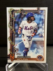 2025 Topps Holiday Luisangel Acuna #H113 Candy Cane Bat Short Print RC Mets - Picture 1 of 2
