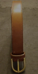 Cinturón de cuero para mujer L Lauren Ralph Lauren LRL borde de puntada marrón con hebilla de latón - Imagen 1 de 11