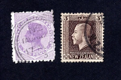 New Zealand 1888-1930 group of stamps SG#196+420b used CV=10$ - Image 1 of 2