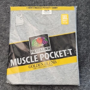 Mens Vintage 1998 Fruit of the Loom Golden Blend Muscle Pocket T Tshirt 3XL Grey - Picture 1 of 2