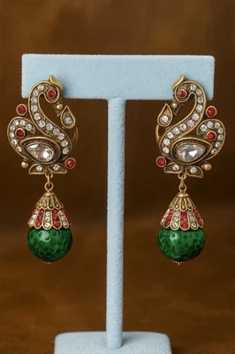 Pendientes Pájaro de Fuego De Colección Flor Corte Cisne Museo de Arte Oro Antiguo 18k Deco Circonita cúbica Foto 1 de 4