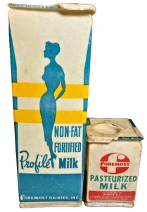Vintage 1950s Foremost PROFILE Wax Waxed Milk Carton Hoboken New Jersey NJ Diet - Bild 1 von 18
